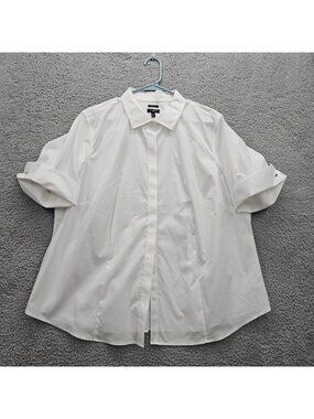 Talbots Women’s White Wrinkle-Resistant Button Up Shirt 18W Business classic